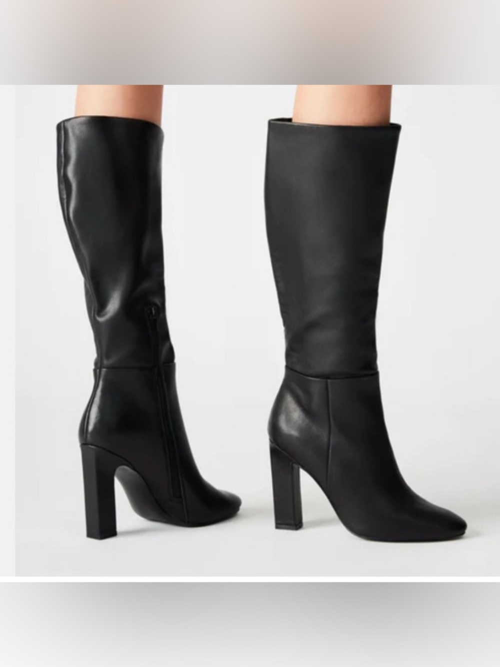 Steve Madden Archers Black Knee-High Leather Boots